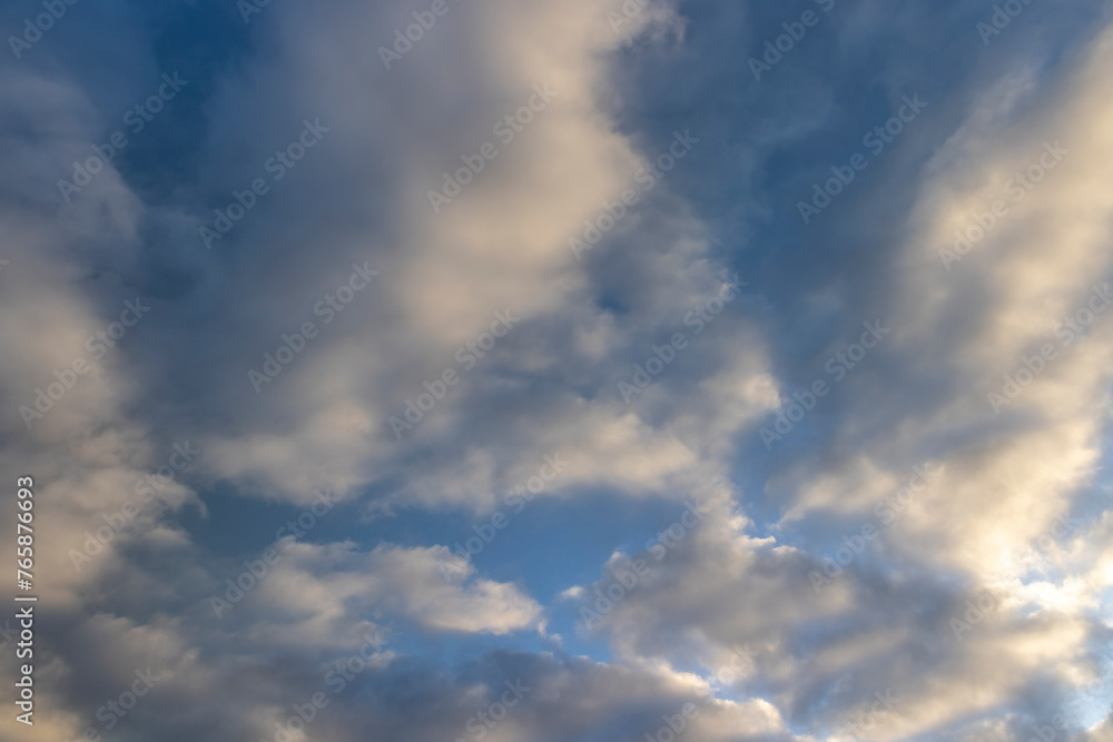 beautiful sky with clouds at dawn in winter