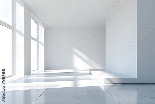 white clean empty architecture on white floor
