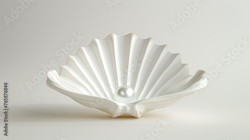 White Shell with pearl isolated on white background