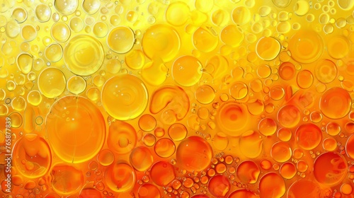  a close up view of a yellow and orange background with lots of bubbles on the bottom and bottom of the image.