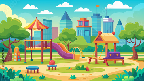 kindergarten or kids playground in city park vector