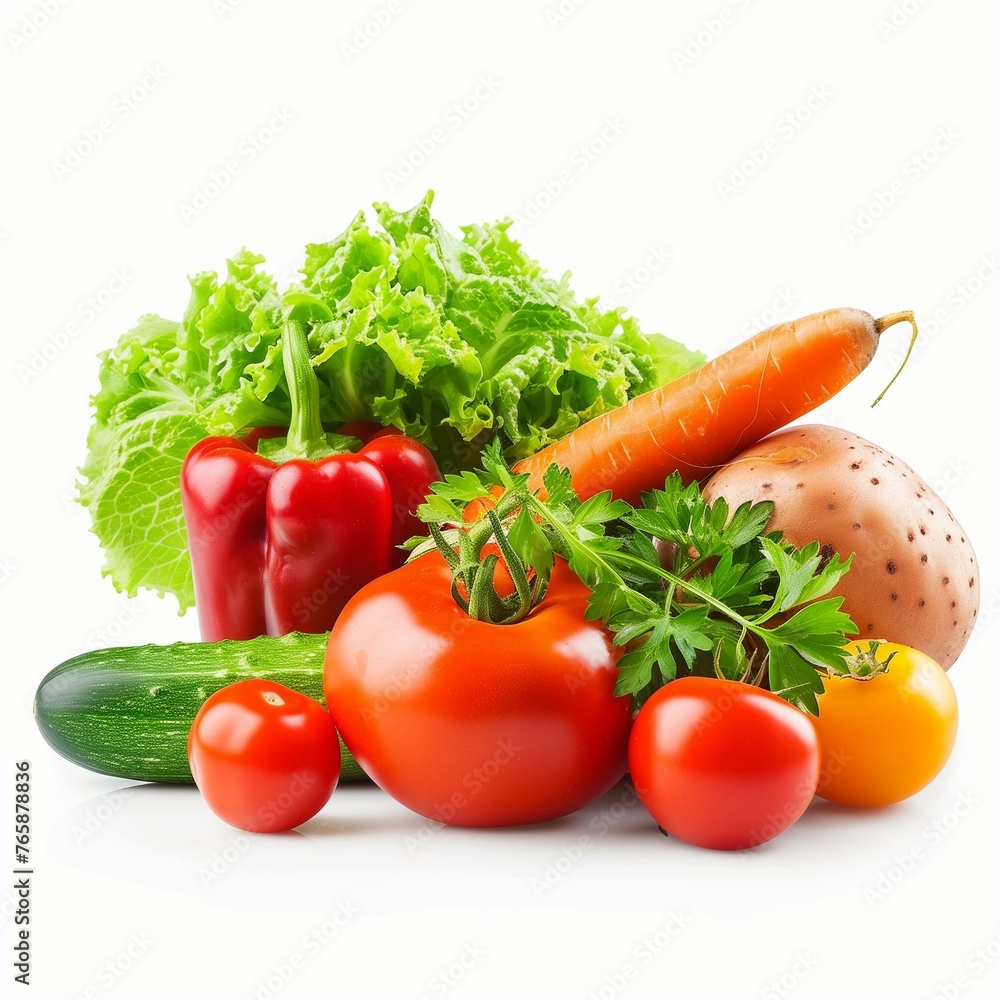 Fresh Organic Vegetables Variety on White Background for Healthy Eating Fresh Organic Vegetables Variety on White Background for Healthy Eating