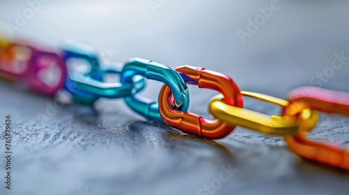 A chain of paperclips linking together, teamwork and networking 