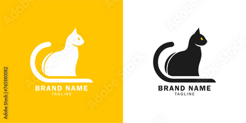 Modern and minimal cat outline logo