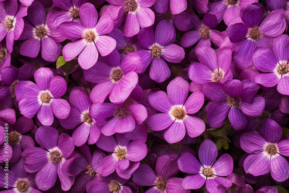 purple flowers, top view, background сreated with Generative Ai