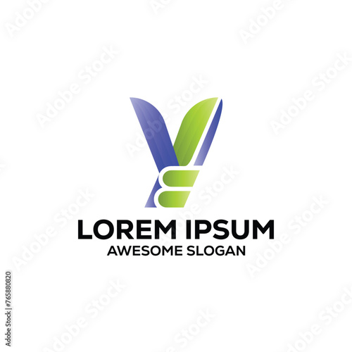 y letter logo colorful gradient logo design illustration vector design 
