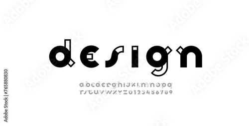 alphabet font, rounded lettering, letters A, B, C, D, E, F, G, H, I, J, K, L, M, N, O, P, Q, R, S, T, U, V, W, X, Y, Z and numerals 0, 1, 2, 3, 4, 5, 6, 7, 8, 9, vector illustration 10EPS