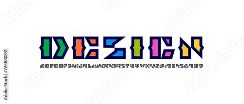 Alphabet font for your design logo or brand name or game, letters A-Z and numerals 0-9, vector illustration 10EPS