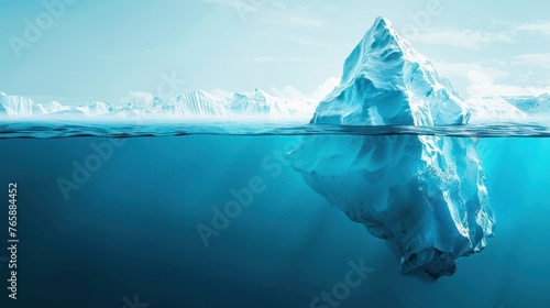 An iceberg with the tip and submerged part as profit and hidden costs photo