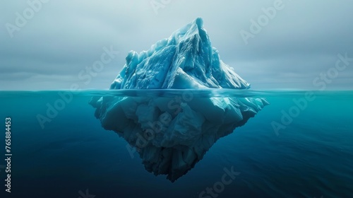 An iceberg with the tip and submerged part as profit and hidden costs photo