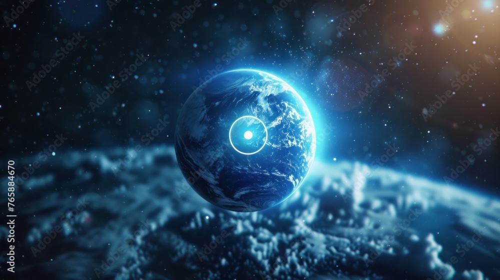 A vivid portrayal of our blue planet Earth, suspended in the vast expanse of space A vivid portrayal of our blue planet Earth, suspended in the vast expanse of space