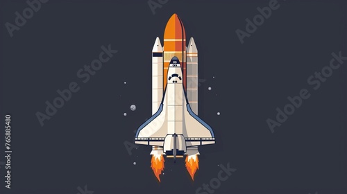 A sleek space shuttle dominates this wallpaper, set against a dark, isolated backdrop