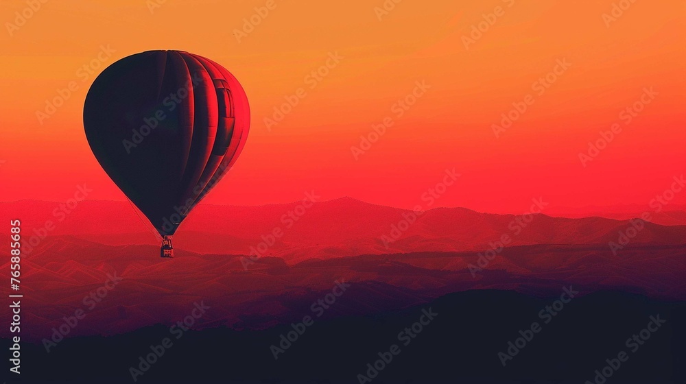 hot air balloon at sunset