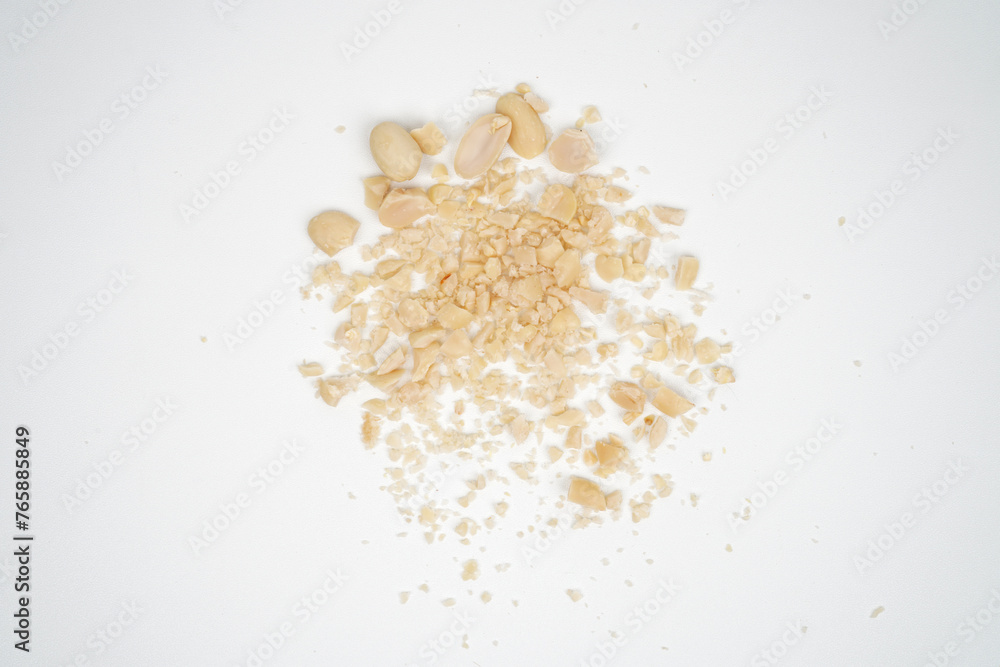 Crumbled roasted peeled peanuts Isolated Background Crumbled roasted peeled peanuts Isolated Background