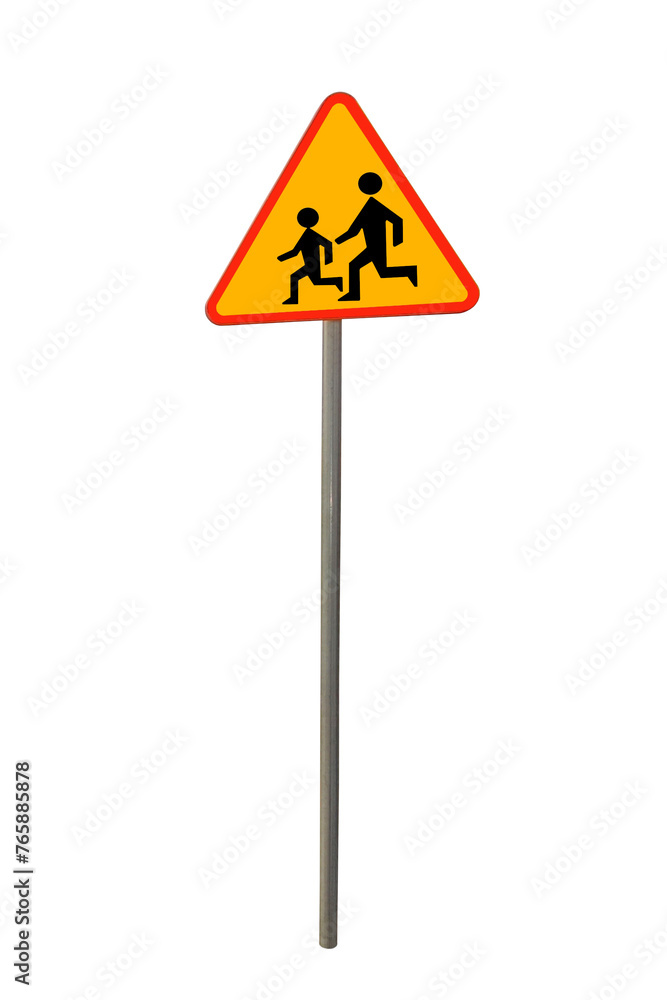 Traffic sign A-17 Beware of children isolated on white background Traffic sign A-17 Beware of children isolated on white background