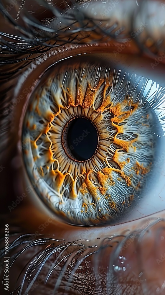 macro Detail of a Human Eye, Intricate Iris Patterns, sight