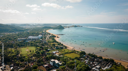 Valokuva Capturing the Coastal Charm: Drone View of Kuta, Lombok, Indonesia