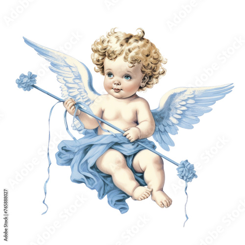 Cute Hand Drawn Cherubs Cupids clipart, Fine line art angel illustrations, Cherubs art wedding card © Rungkan