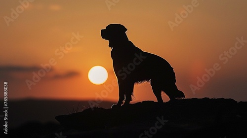 dog at sunset