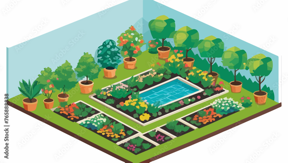 Obraz premium Outdoor Park Design in Isometric Style