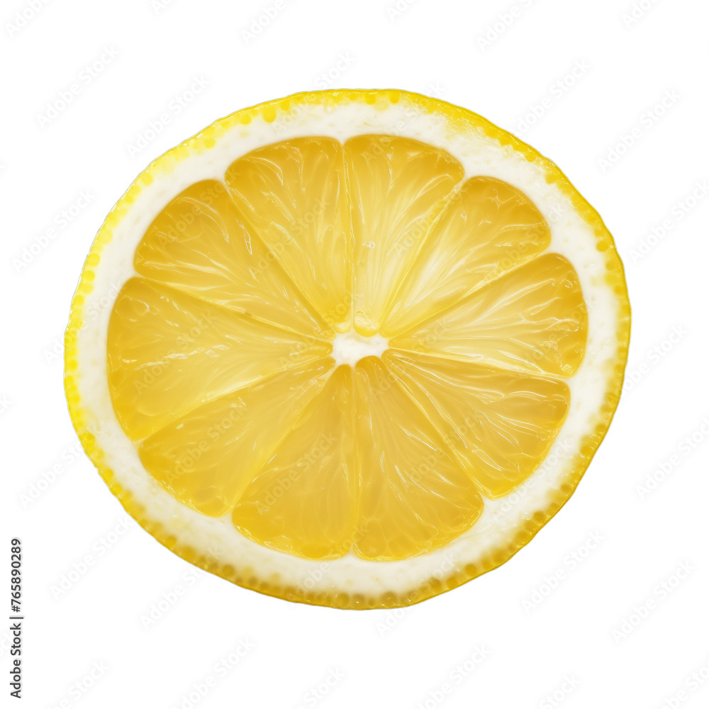 A delicious slice of a lemon isolated on a transparent background A delicious slice of a lemon isolated on a transparent background