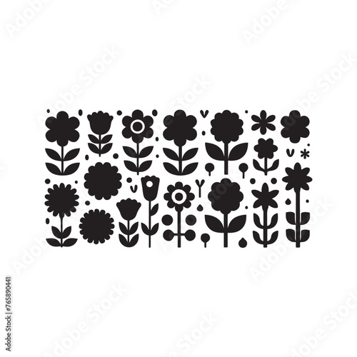 Wild meadow herbs flowering flowers Vector Silhouettes Collections Illustration