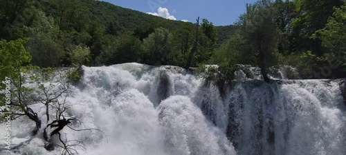 Strong Waterfall in Una National Park, Bosnia