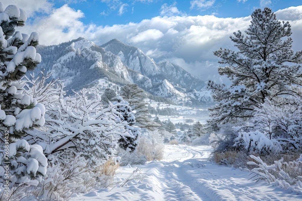 A winter snow on the Boulder Colorado Flatirons. A winter snow on the Boulder Colorado Flatirons.