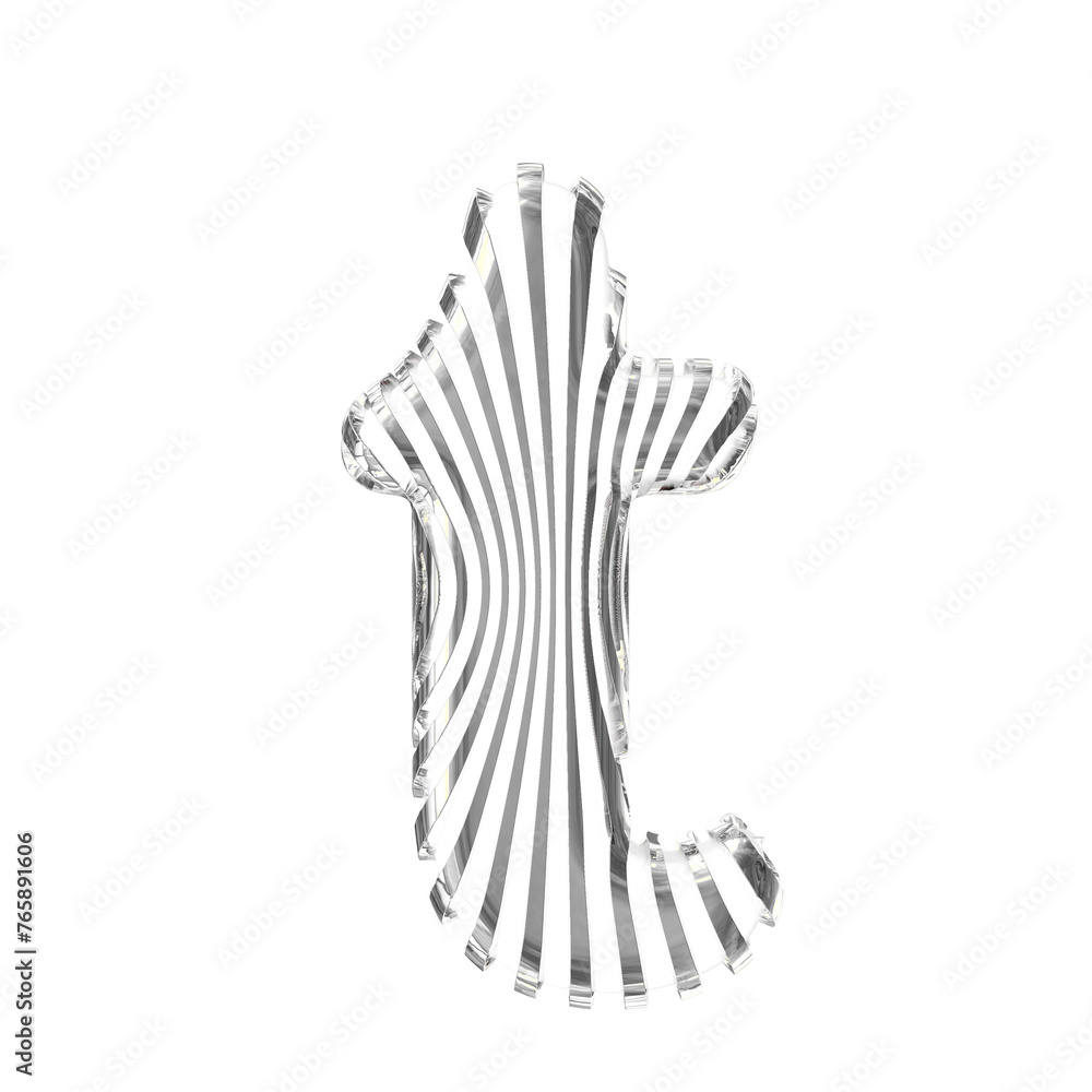 White symbol with silver vertical ultra-thin straps. letter t White symbol with silver vertical ultra-thin straps. letter t