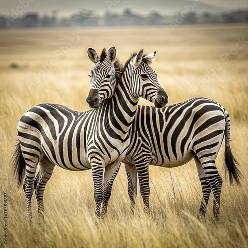 Two Zebras embracing