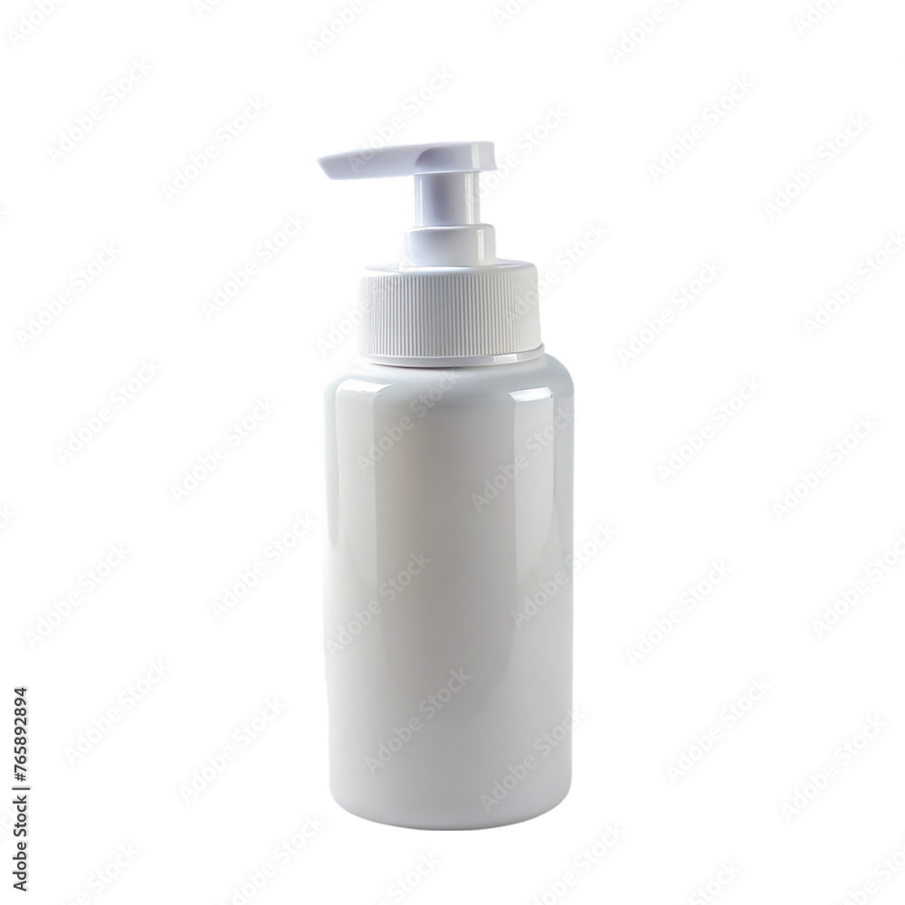 White plastic bottle with dispenser isolated on transparent background. White plastic bottle with dispenser isolated on transparent background.