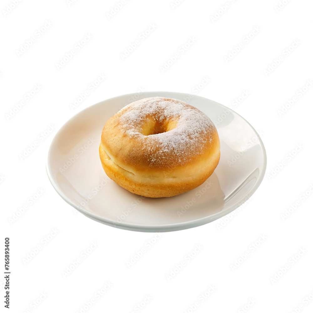Glazed donut on a white plate. Isolated on a transparent background. Glazed donut on a white plate. Isolated on a transparent background.
