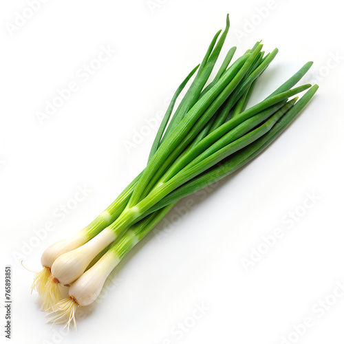 green onion on white background