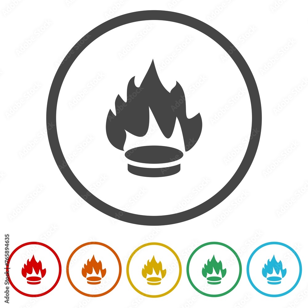 Gas stove icon. Set icons in color circle buttons Gas stove icon. Set icons in color circle buttons