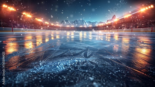 Abstract background, ice rink surface shot perperdicularly from top, suitable for tiling detailed, generated with AI