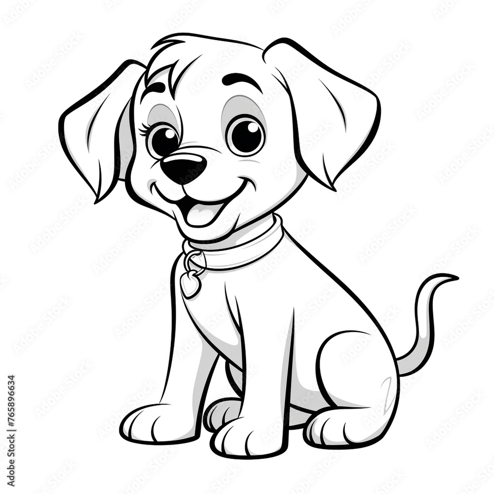 Fototapeta premium Minimalist cartoon Puppy coloring page сreated with Generative Ai