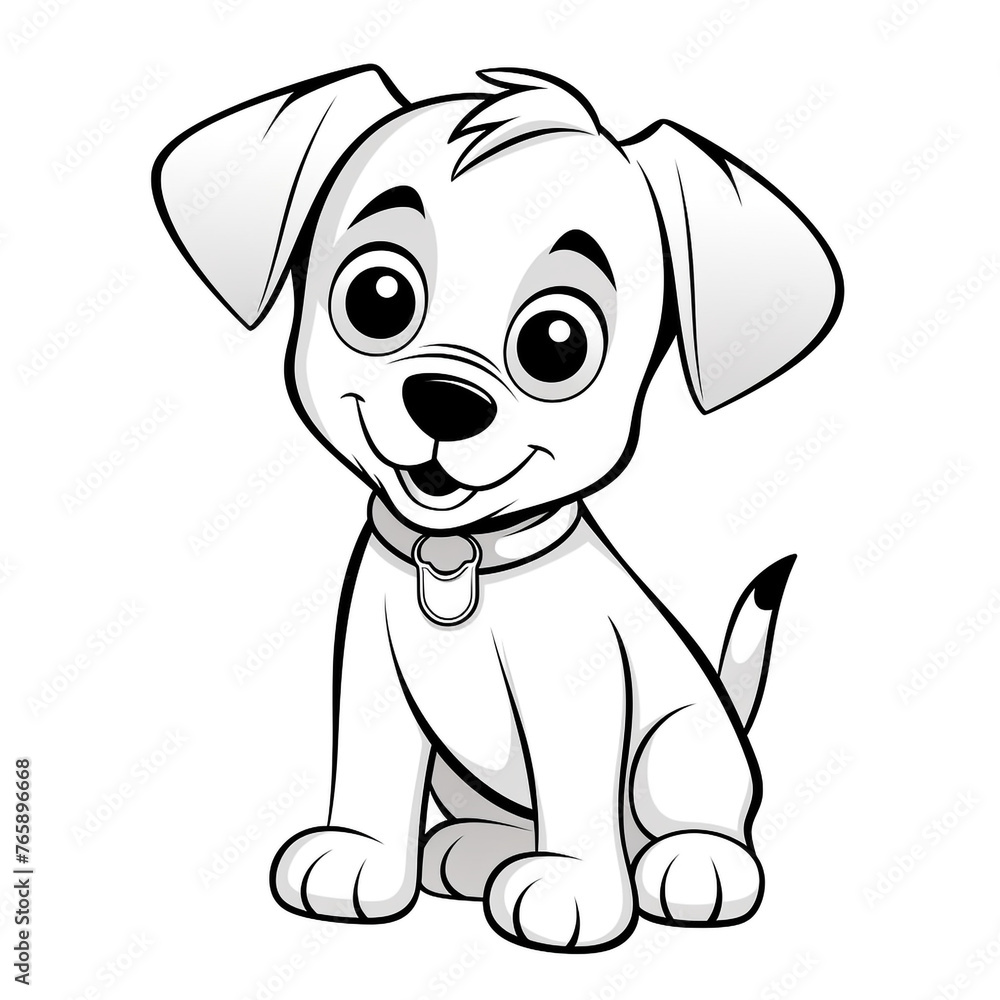 Naklejka premium Minimalist cartoon Puppy coloring page сreated with Generative Ai