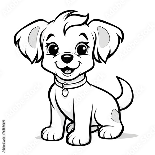 Minimalist cartoon Puppy coloring page   reated with Generative Ai