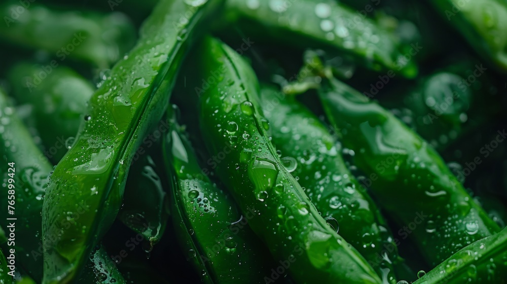 Green peas, with some water drops on the top, generated with AI Green peas, with some water drops on the top, generated with AI