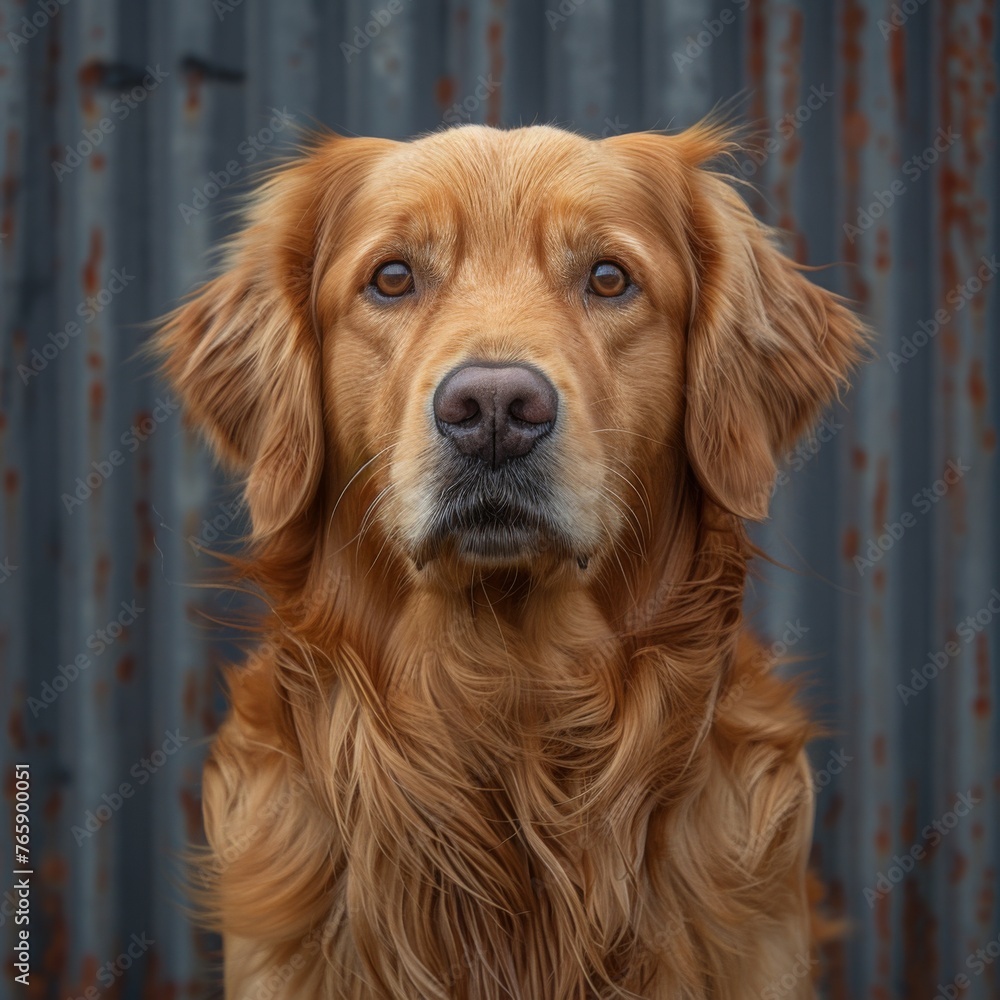 Extremely curious golden retriever, commercial photography, generated with AI