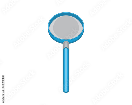 vector design of a magnifying glass in the shape of a circle at the top with a blue handle which is usually used to see small objects more clearly