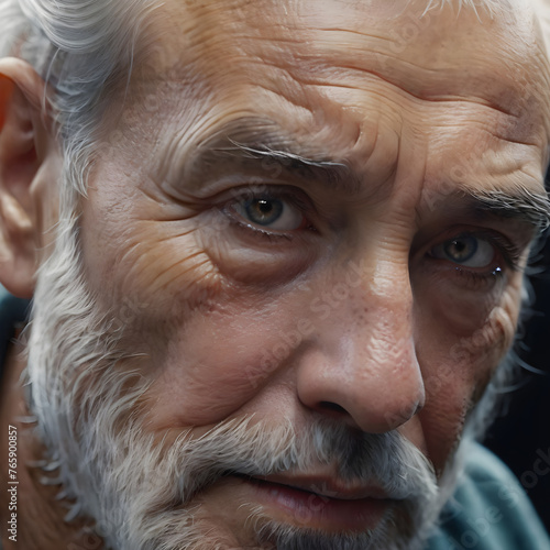 portrait of a mature man of 60 years old. Sad eyes, wrinkles