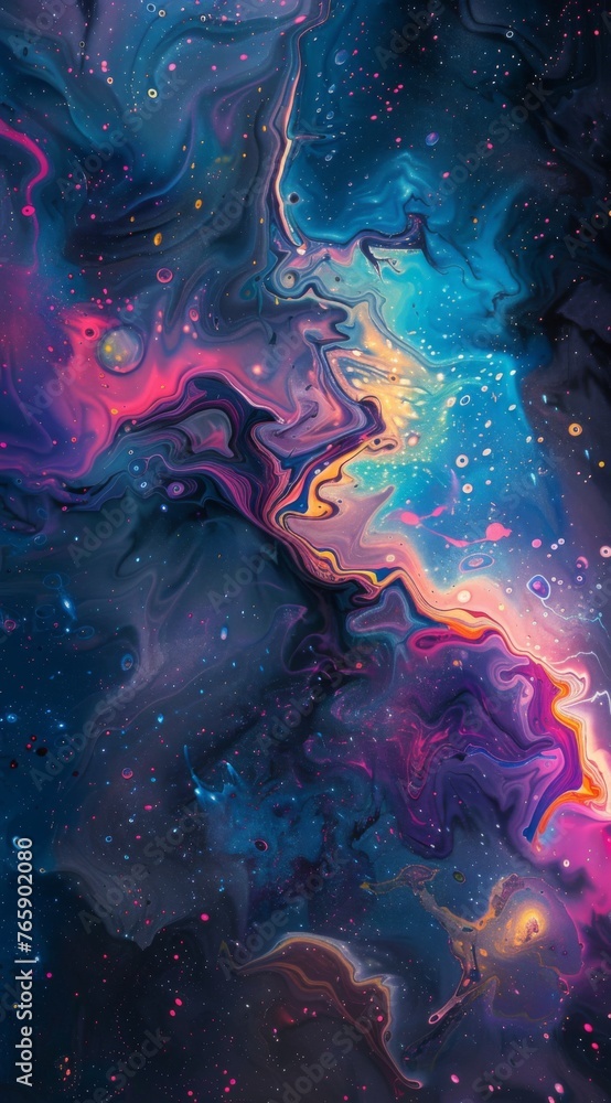Liquid paint 3d trippy pastel colors, outer space, generated with AI