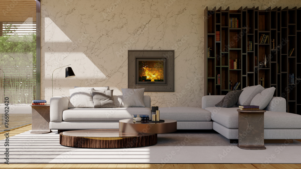 Large luxury modern bright interiors Living room mockup illustration 3D rendering image Large luxury modern bright interiors Living room mockup illustration 3D rendering image