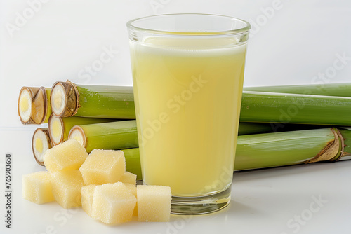 Organic Sugarcane Juice with Fresh Cut Canes, Natural Sweetness