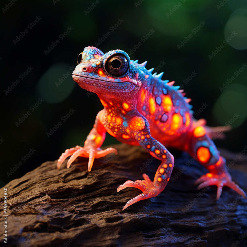 Fototapeta premium Opalescent Lava Lizard сreated with Generative Ai