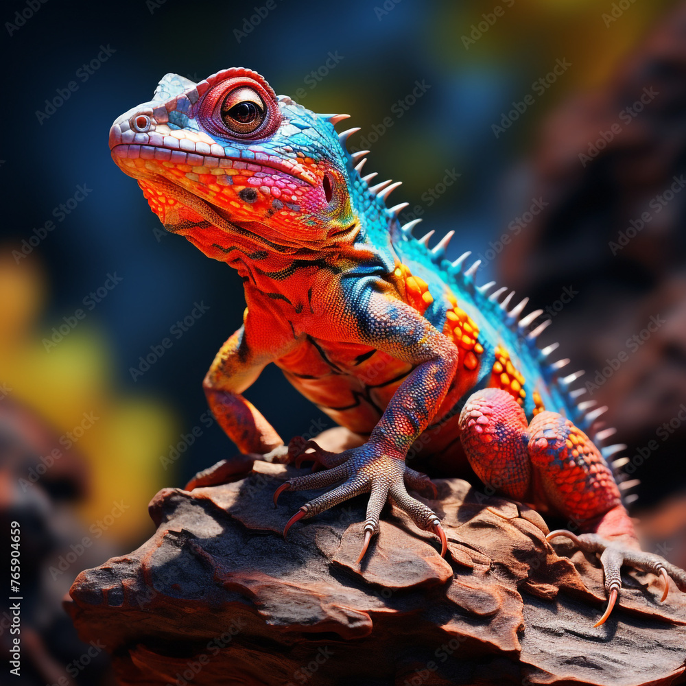 Fototapeta premium Opalescent Lava Lizard сreated with Generative Ai