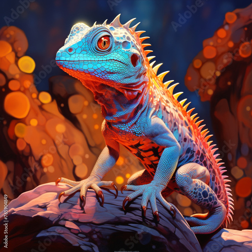 Opalescent Lava Lizard   reated with Generative Ai