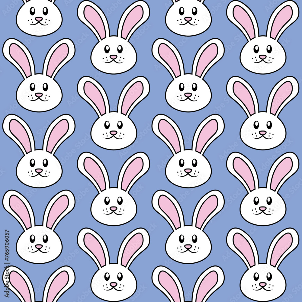 Seamless Easter Bunny Pattern. White and Pink Rabbit Clipart Vector. Fun Illustration Seamless Easter Bunny Pattern. White and Pink Rabbit Clipart Vector. Fun Illustration