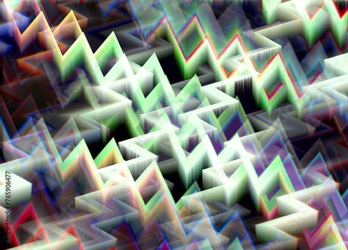Zigzag abstract multicolor pattern in 3D